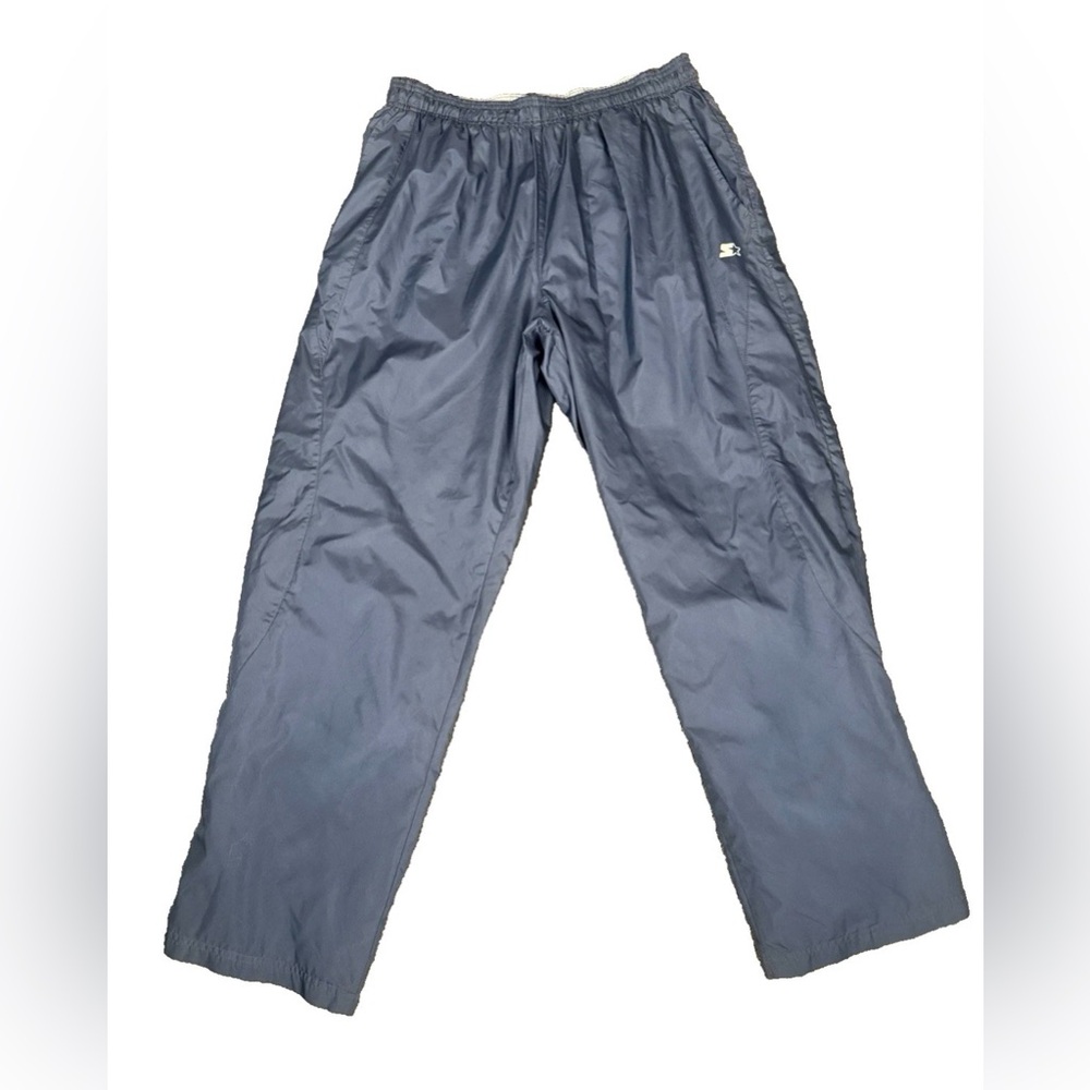 Vintage Starter Track Pants Men's Large Navy White Baggy Relaxed Ankle Zip Y2K